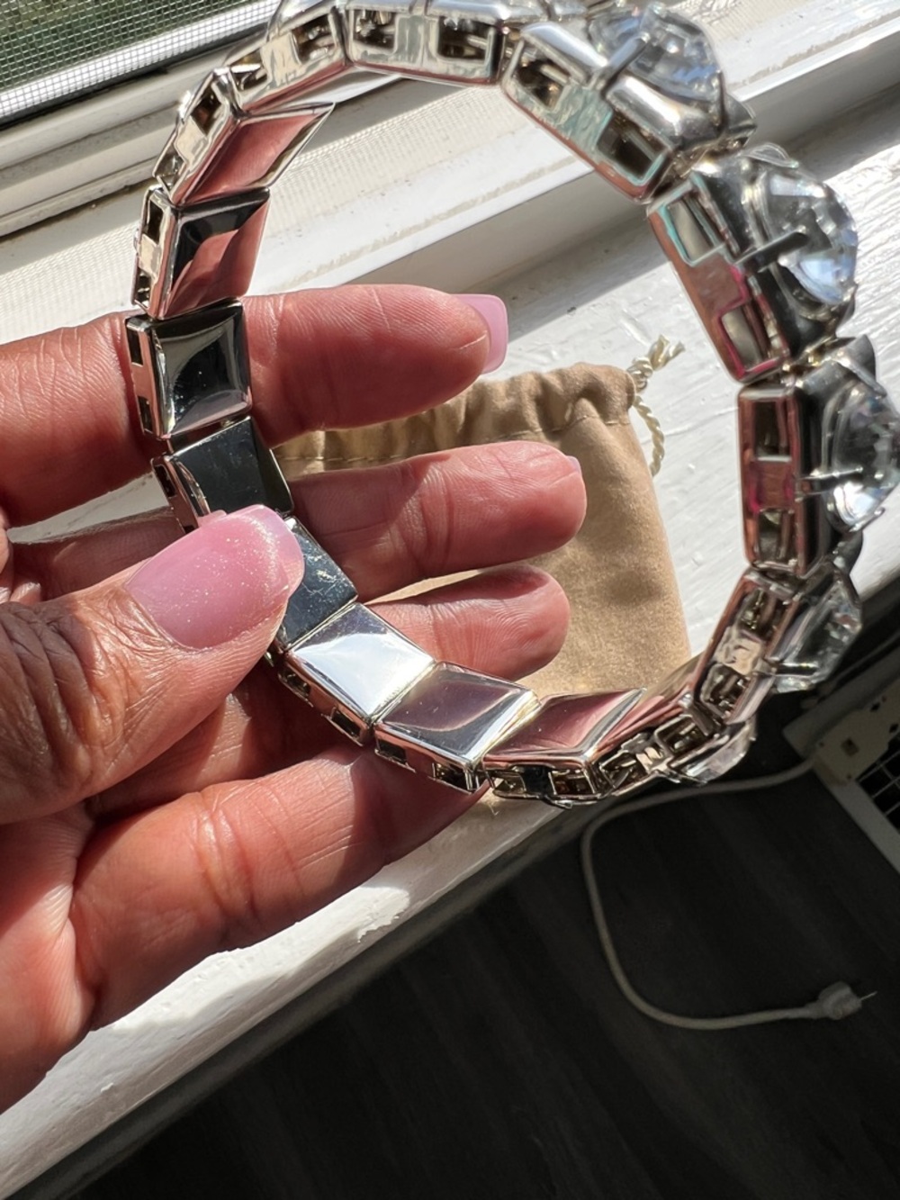 Silver Crystal Bracelet - Clear Stones